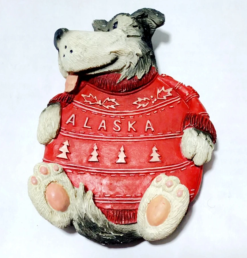 

Handmade Painted Alaska Bear 3D Fridge Magnets Tourism Souvenirs Refrigerator Magnetic Stickers Gift