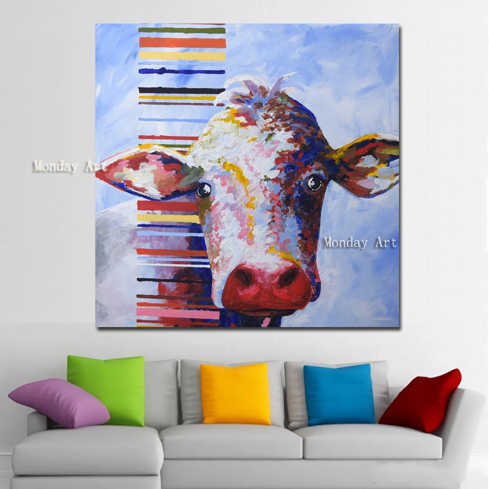 Abstract Art 100% handpainted Animal oil Painting Cute Cow Head Canvas Painting For Living Room cafe Wall Art Picture Home Decor
Abstract Art 100% handpainted Animal oil Painting Cute Cow Head Canvas Painting For Living Room cafe Wall Art Picture Home Decor