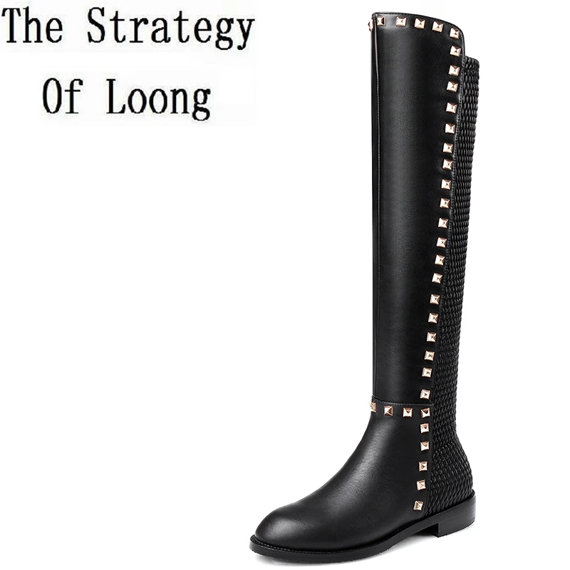 2018 New Full Grain Leather Patchwork Zipper Women Half Boots Rivet Genuine Leather Short Plush Winter Knee High Boots ZY171027
2018 New Full Grain Leather Patchwork Zipper Women Half Boots Rivet Genuine Leather Short Plush Winter Knee High Boots ZY171027