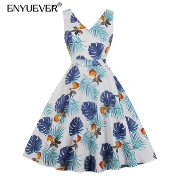 Enyuever Summer Casual Dress Cotton V Neck Sleeveless Pin Up Swing Leaf Print Robe Vintage Rockabilly Dress With Pockets Vestido
Enyuever Summer Casual Dress Cotton V Neck Sleeveless Pin Up Swing Leaf Print Robe Vintage Rockabilly Dress With Pockets Vestido