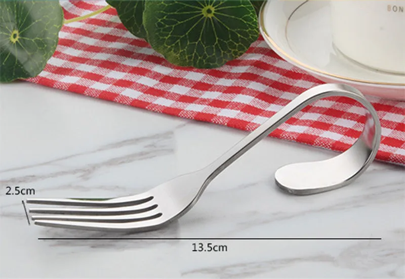 Description Picture 3 of item300Pcs/Lot Stainless Steel Curved Handle Spoon Fork Tableware Silver Tea Coffee Spoon Mixer Flatware Kitchen Accessories