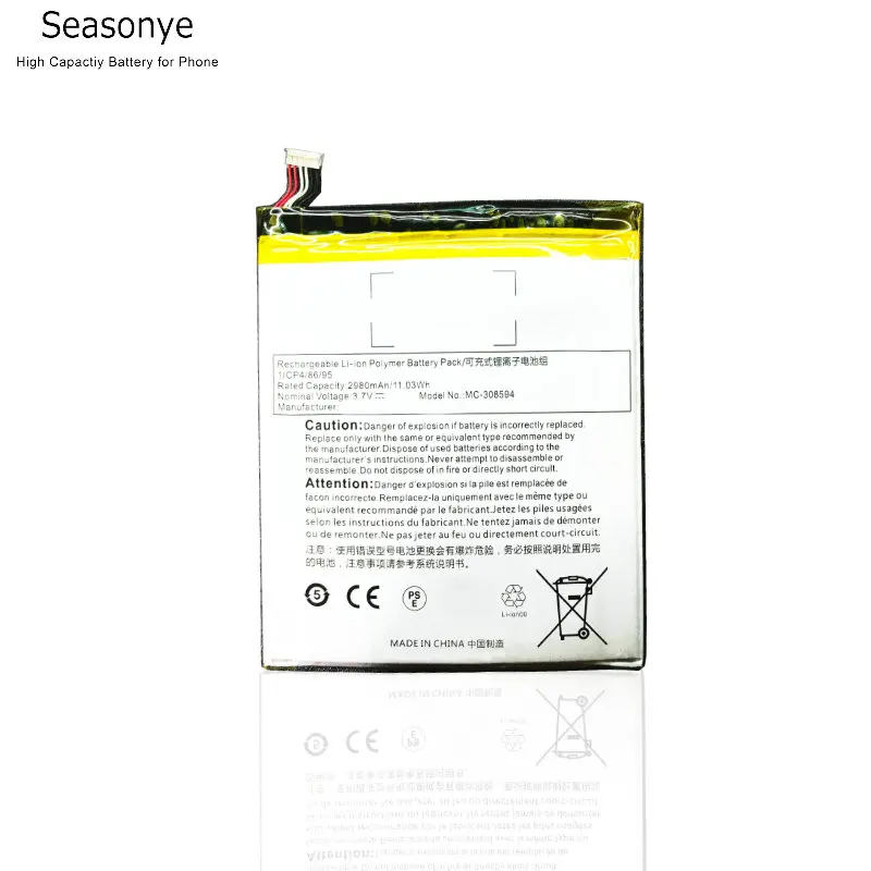 Seasonye 2980mAh / 11.03Wh MC-308594 / MC 308594 / MC308594 Replacement Battery For Amazon Kindle Fire 7 5th Gen SV98LN / Bulk
Seasonye 2980mAh / 11.03Wh MC-308594 / MC 308594 / MC308594 Replacement Battery For Amazon Kindle Fire 7 5th Gen SV98LN / Bulk
