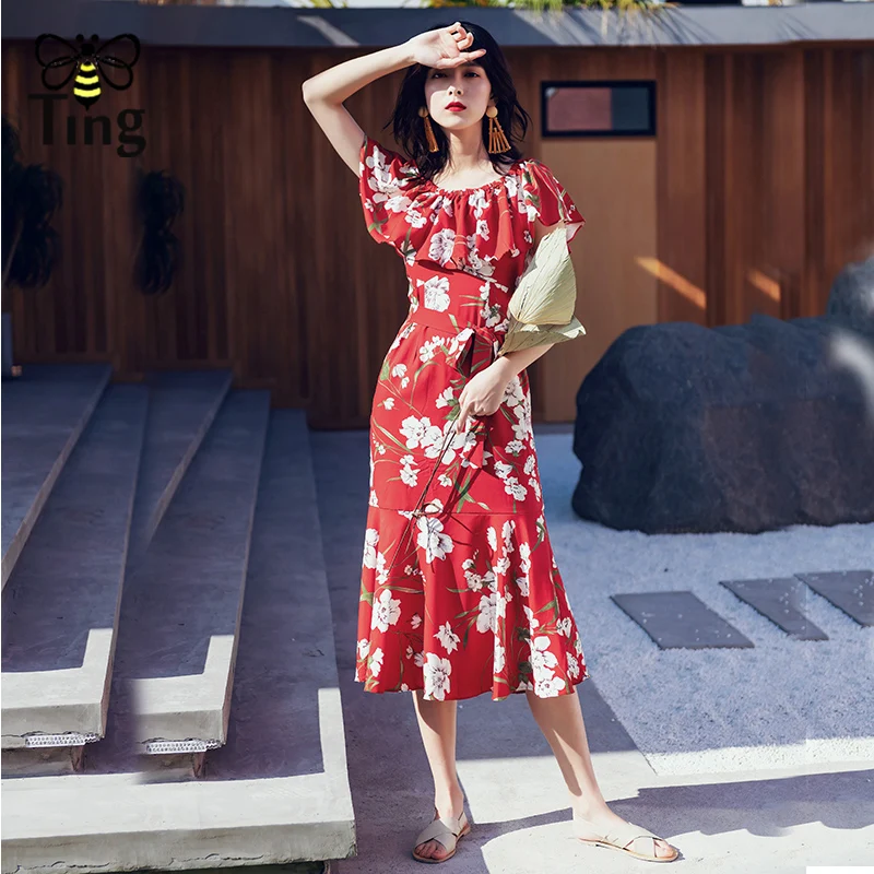 Tingfly 2019 New Sexy Slash Neck Boho Ruffles Mermaid Dress Elegant Summer Bohemian Floral Print Midi Party Dress Beach Vestido
Tingfly 2019 New Sexy Slash Neck Boho Ruffles Mermaid Dress Elegant Summer Bohemian Floral Print Midi Party Dress Beach Vestido