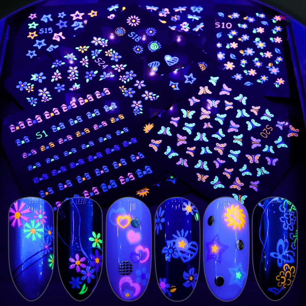 24pcs Fluorescent Colors Nail Stickers Butterfly Flower Star Cartoon Decoration Decal 3D Transfer Adhesive Nail Art Tips JIS1-24
24pcs Fluorescent Colors Nail Stickers Butterfly Flower Star Cartoon Decoration Decal 3D Transfer Adhesive Nail Art Tips JIS1-24