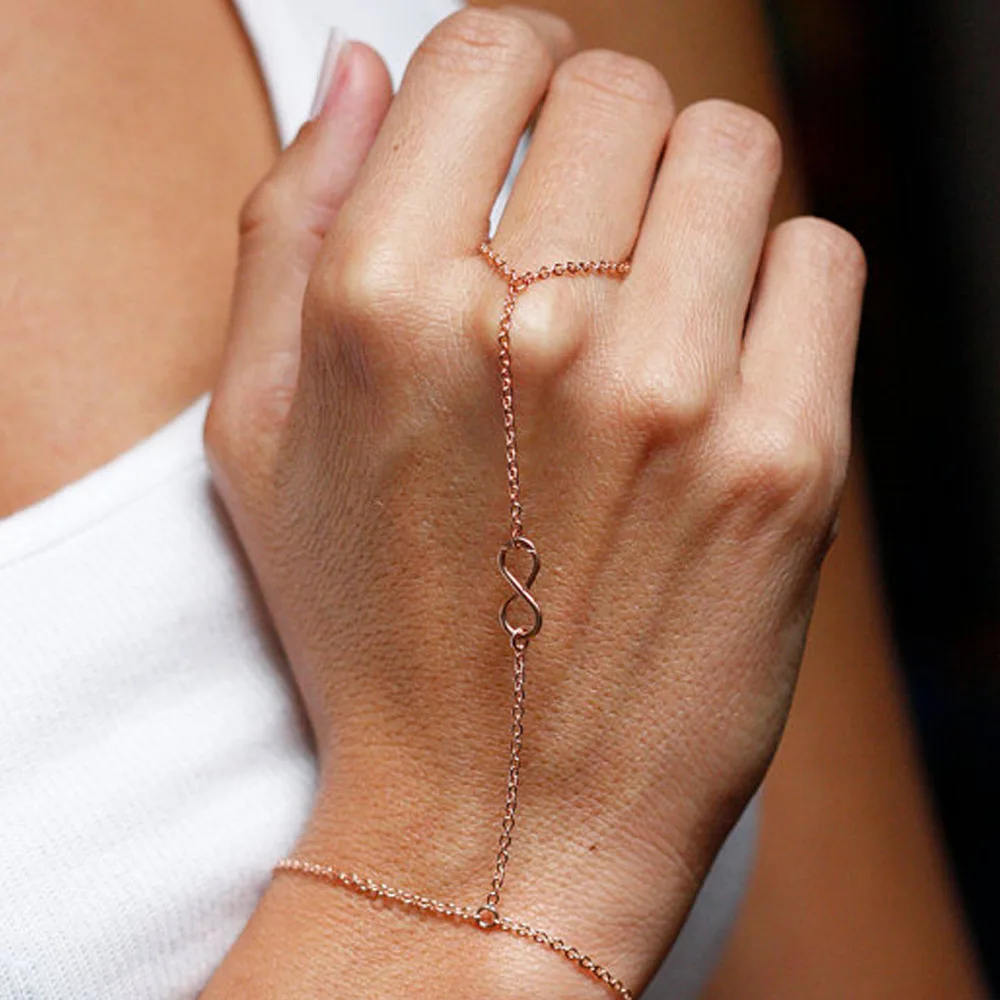 Simple Fashion Gold Infinity Bracelet Bangle Slave Chain Link Hand Harness Bracelets Finger Circle Fashion Jewelry
Simple Fashion Gold Infinity Bracelet Bangle Slave Chain Link Hand Harness Bracelets Finger Circle Fashion Jewelry
