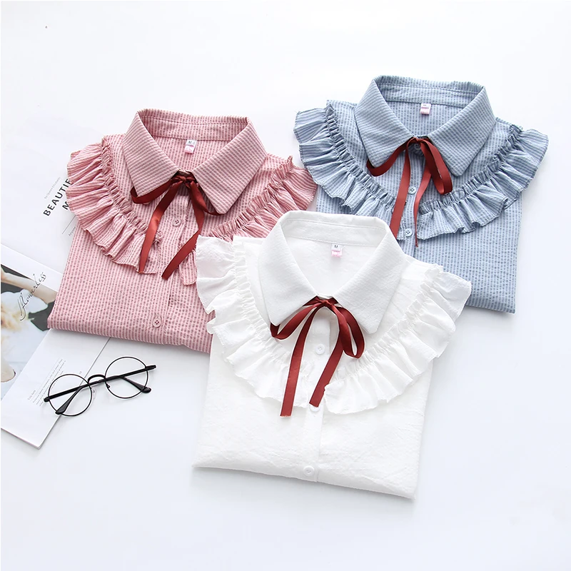White,Pink,Blue Shirts Blusa Feminina Spring Autumn 2019 Women Long Sleeve Tops and Blouses Ruffles Japan Style Striped Shirts
White,Pink,Blue Shirts Blusa Feminina Spring Autumn 2019 Women Long Sleeve Tops and Blouses Ruffles Japan Style Striped Shirts