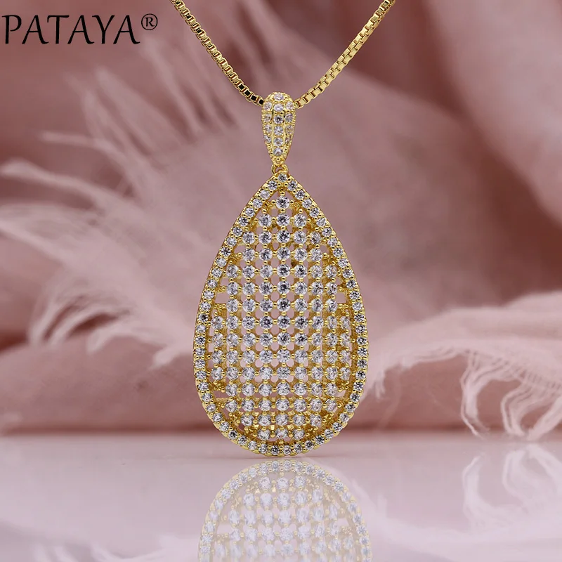 PATAYA New Luxury Long Pendant 585 Rose Gold Women Wedding Noble Fine Fashion Jewelry Water Drop Shape Natural Zircon Necklaces
PATAYA New Luxury Long Pendant 585 Rose Gold Women Wedding Noble Fine Fashion Jewelry Water Drop Shape Natural Zircon Necklaces