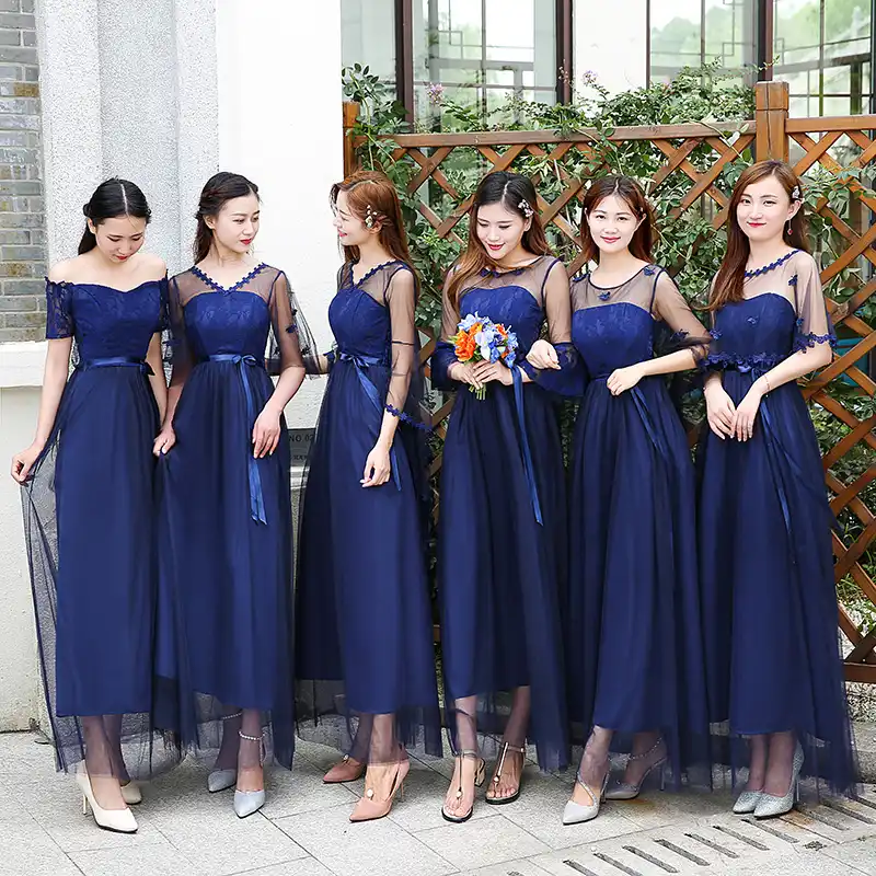dark blue maid of honor dresses