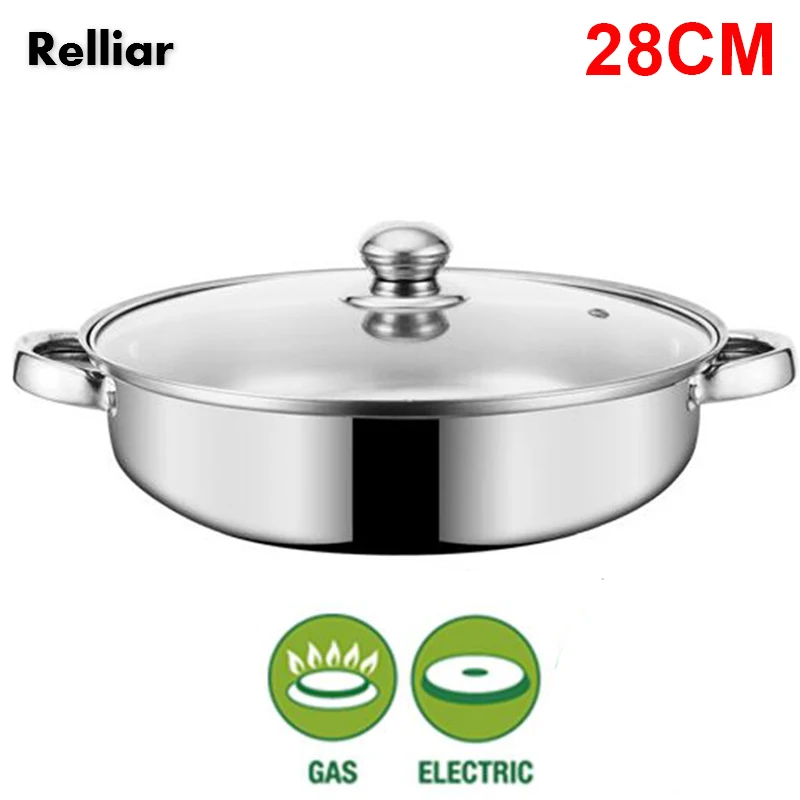 Relliar 28cm stainless steel soup pot kitchen cookware for chef General use for Gas and Induction Cooker
Relliar 28cm stainless steel soup pot kitchen cookware for chef General use for Gas and Induction Cooker