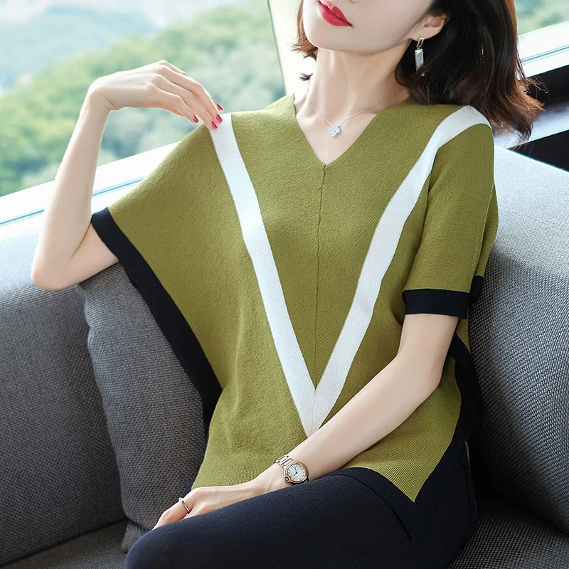 2XL Brand Tee 2019 Summer Women Tee Tops New Striped V-neck Commuter OL Tee Fashion Short Sleeve Loose Knit Bat T-shirt Female
2XL Brand Tee 2019 Summer Women Tee Tops New Striped V-neck Commuter OL Tee Fashion Short Sleeve Loose Knit Bat T-shirt Female