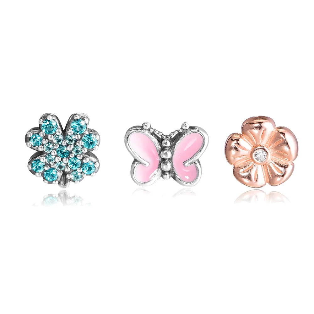 

925 Sterling Silver Four-Leaf Clover Flower Petite 3 Petites Fits Floating Locket Pendant Necklace Jewelry Gift for Women Femme