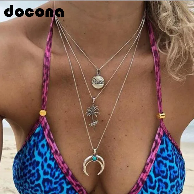 Docona Bohemian Charming Pendant Necklace Coco Tree Moon Layered Choker Collar Chain Necklaces Party Jewelry 6848
Docona Bohemian Charming Pendant Necklace Coco Tree Moon Layered Choker Collar Chain Necklaces Party Jewelry 6848
