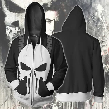 Punisher Frank Castle Punisher Hoodies Cosplay Costume Fall winter men women fashion anime clothing 3D hooded zipper Sweatshirts
Punisher Frank Castle Punisher Hoodies Cosplay Costume Fall winter men women fashion anime clothing 3D hooded zipper Sweatshirts
