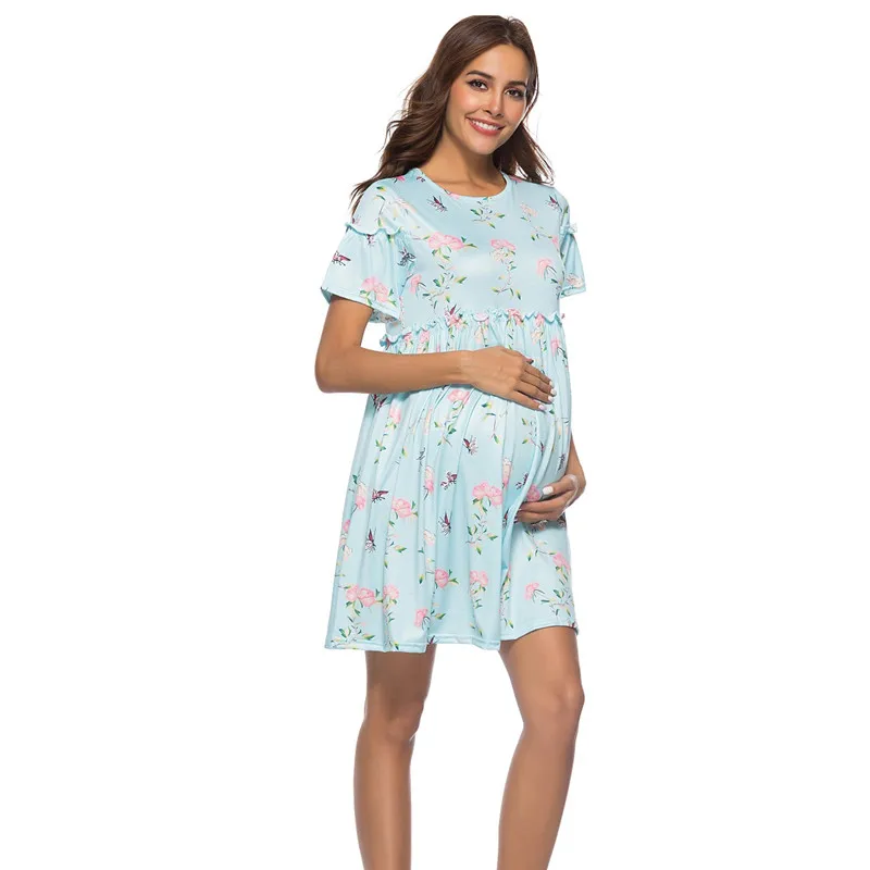 Pregnancy Print Dresses Boat Neck Short Horn Sleeve Maternity Clothings Summer Dress for Pregnant Women
Pregnancy Print Dresses Boat Neck Short Horn Sleeve Maternity Clothings Summer Dress for Pregnant Women