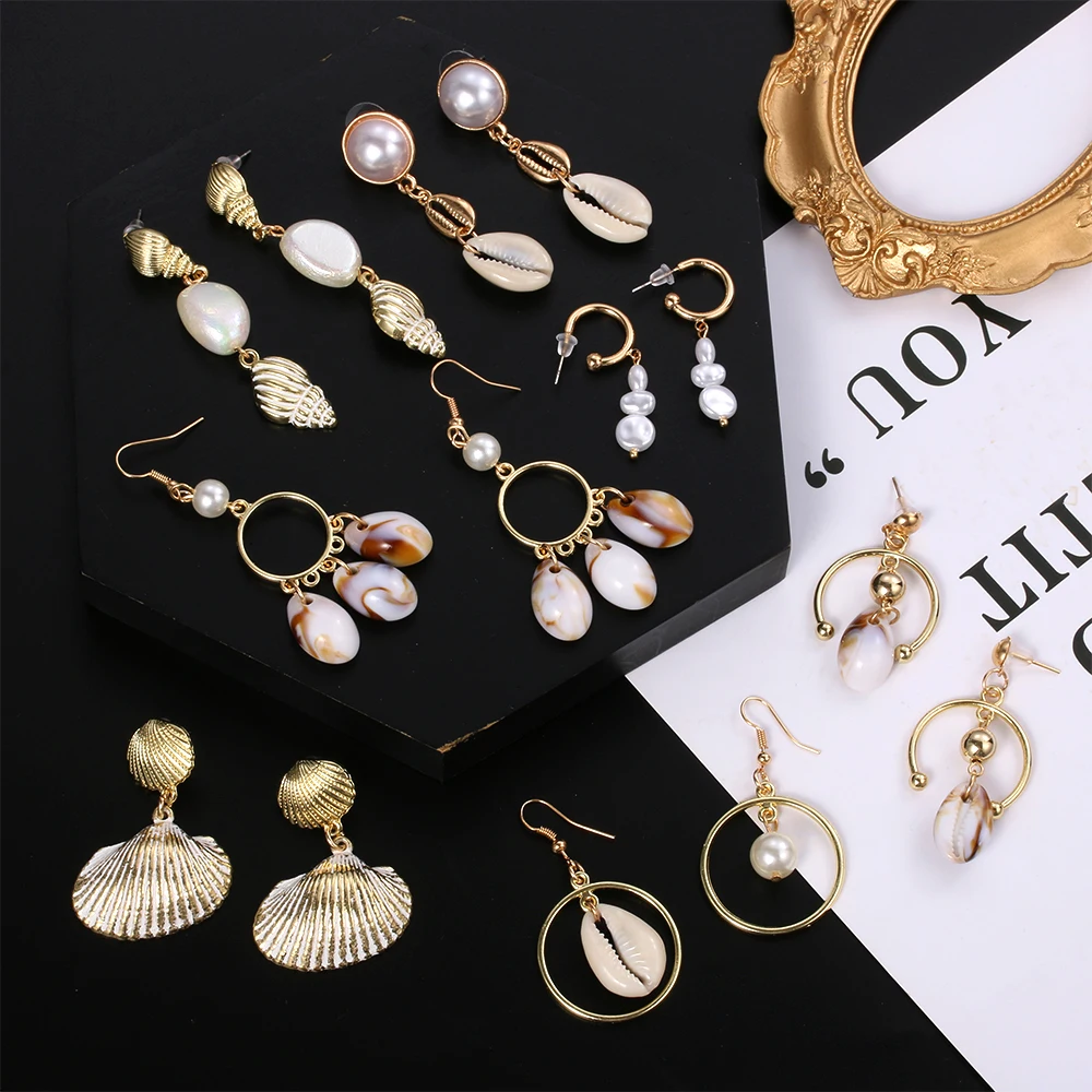 2019 New Irregular Geometric Sea Shell Pendant Earrings Gold Color Statement Earrings For Women Fashion Party Beach Jewelry Gift
2019 New Irregular Geometric Sea Shell Pendant Earrings Gold Color Statement Earrings For Women Fashion Party Beach Jewelry Gift