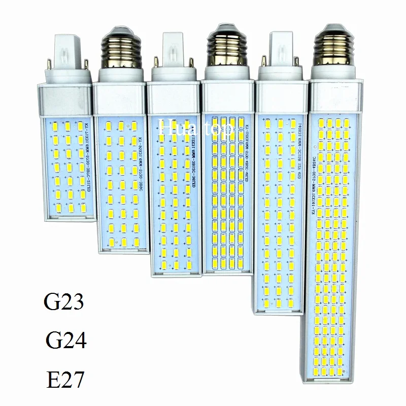 

8W 10W 12W 15W 18W 30W G24 G23 E27 LED light lamp 5730 SMD 180 degree Corn bulbs White AC85-265V Horizontal Plug Spot downlights