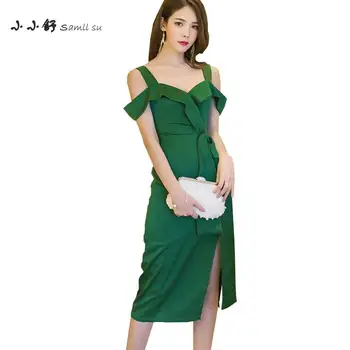 Summer Green Sleeveless Slash Neck Sexy Party Ruffles Spaghetti Strap Pencil Dresses Bandage Bodycon Office Lady Women Sundress
Summer Green Sleeveless Slash Neck Sexy Party Ruffles Spaghetti Strap Pencil Dresses Bandage Bodycon Office Lady Women Sundress