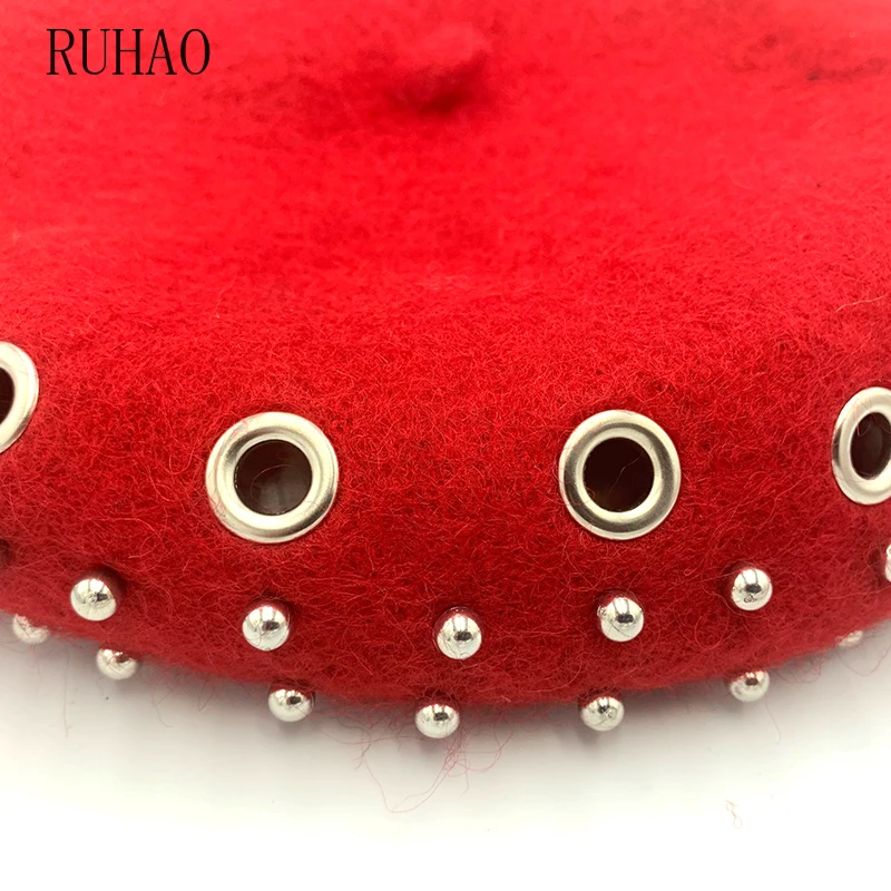 RUHAO зимний шерстяной женский берет шапка элегантная японская Стома жемчуг