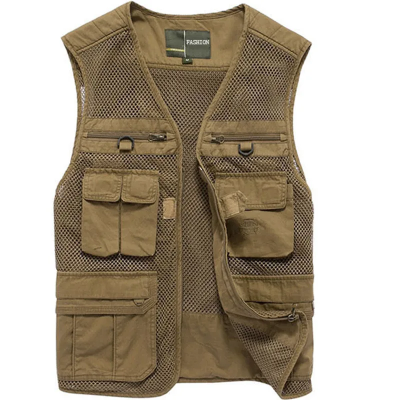 Summer Mesh Men Vest Sleeveless Jacket V Neck Thin Breathable Vest Male With Many Pockets L-4XL Fishing Photography Waistcoat
Summer Mesh Men Vest Sleeveless Jacket V Neck Thin Breathable Vest Male With Many Pockets L-4XL Fishing Photography Waistcoat