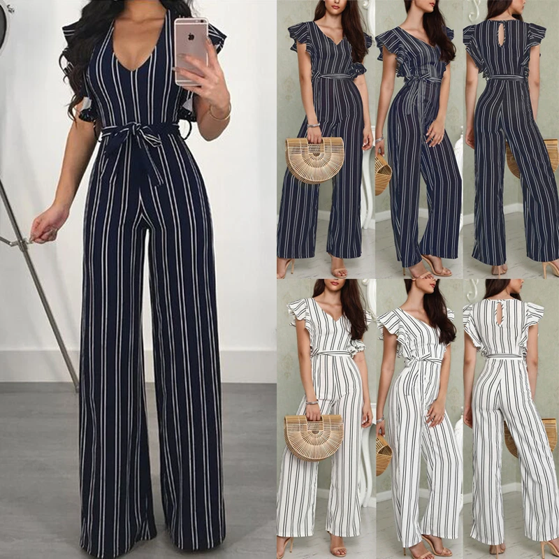 HIRIGIN Fashion 2019 Summer Sexy Party Striped Jumpsuit Women High Waist Striped Overalls Short Sleeve Long pants Jumpsuit
HIRIGIN Fashion 2019 Summer Sexy Party Striped Jumpsuit Women High Waist Striped Overalls Short Sleeve Long pants Jumpsuit