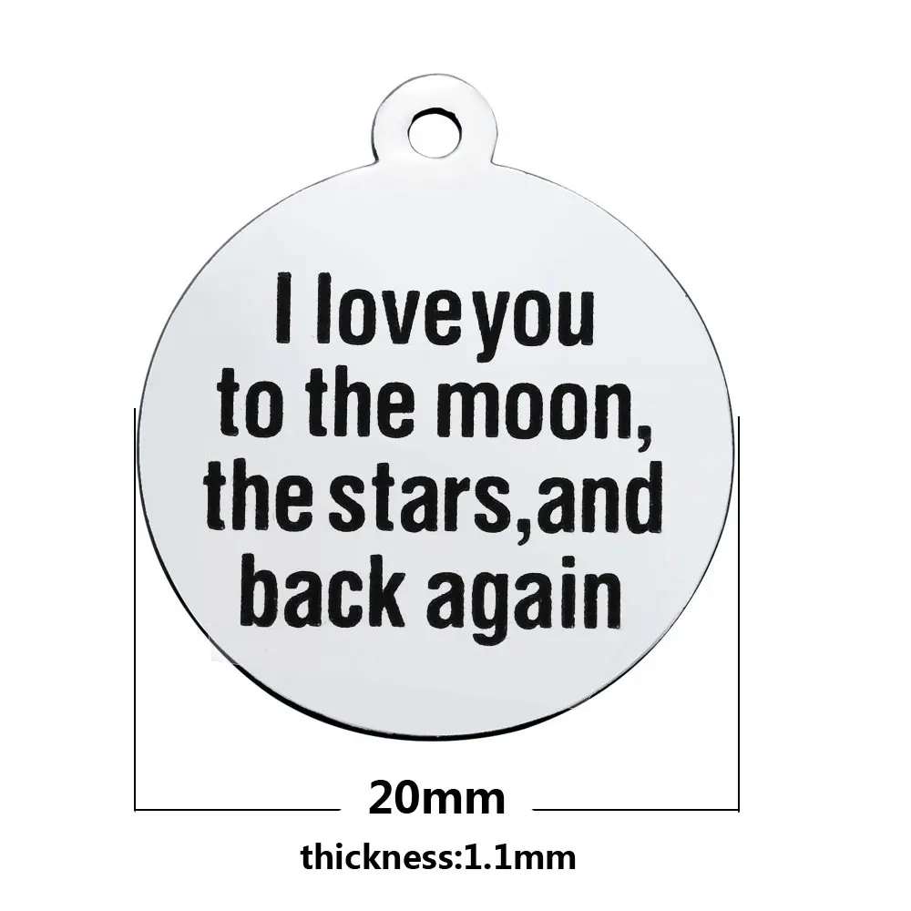 20 шт./лот мм бирки из нержавеющей стали надпись i love you to the moon Очаровательные