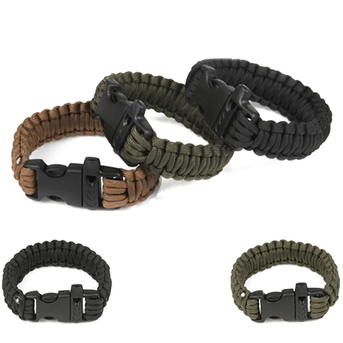3 color Outdoor Camping Paracord Parachute Cord Emergency Survival Bracelet Rope with Whistle Buckle
3 color Outdoor Camping Paracord Parachute Cord Emergency Survival Bracelet Rope with Whistle Buckle