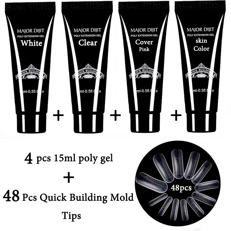 4colos Poly Gel Set UV Acryl Builder gel Fast Dry Nail Art Tools Design with 48pcs Quick Building Mold Tip
4colos Poly Gel Set UV Acryl Builder gel Fast Dry Nail Art Tools Design with 48pcs Quick Building Mold Tip