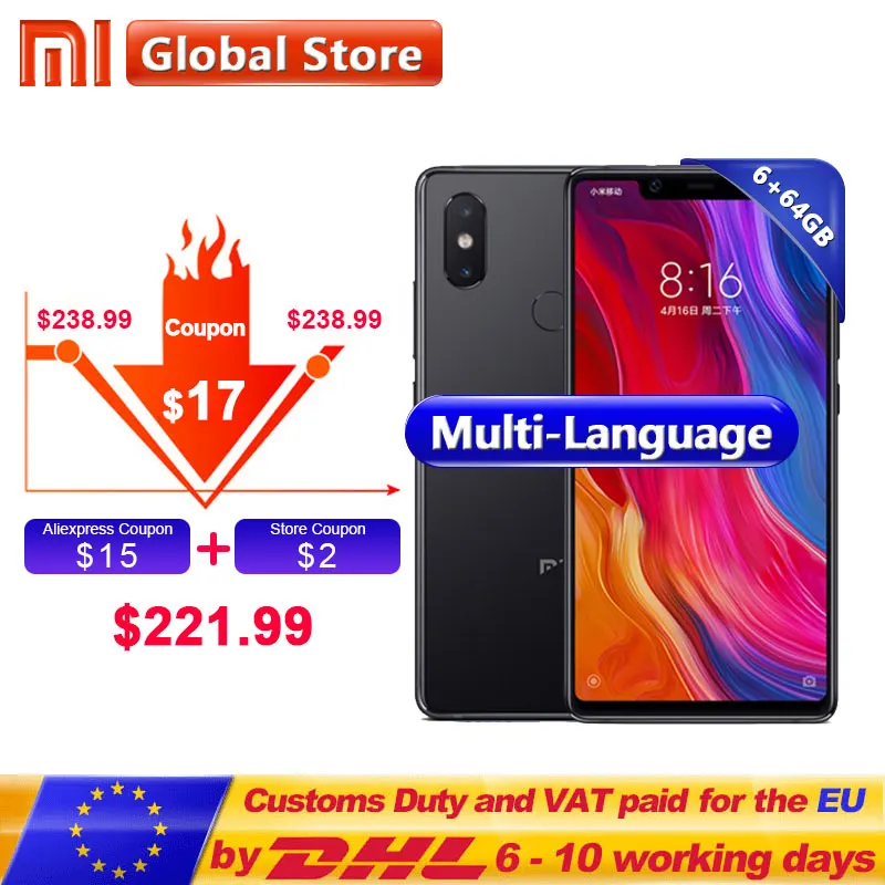Original Xiaomi Mi 8 SE 6GB RAM 64GB ROM Smartphone Snapdragon S710 Octa Core 5.88'' 3120mAh 12.0MP/5.0MP + 20.0MP cellphone
Original Xiaomi Mi 8 SE 6GB RAM 64GB ROM Smartphone Snapdragon S710 Octa Core 5.88'' 3120mAh 12.0MP/5.0MP + 20.0MP cellphone