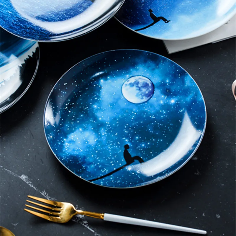 Night Starry Sky Ceramic Plate Dinner Dessert Cake Plates Nordic Porcelain Steak Snack Fruit Salad Dish Home Decor Tableware
Night Starry Sky Ceramic Plate Dinner Dessert Cake Plates Nordic Porcelain Steak Snack Fruit Salad Dish Home Decor Tableware