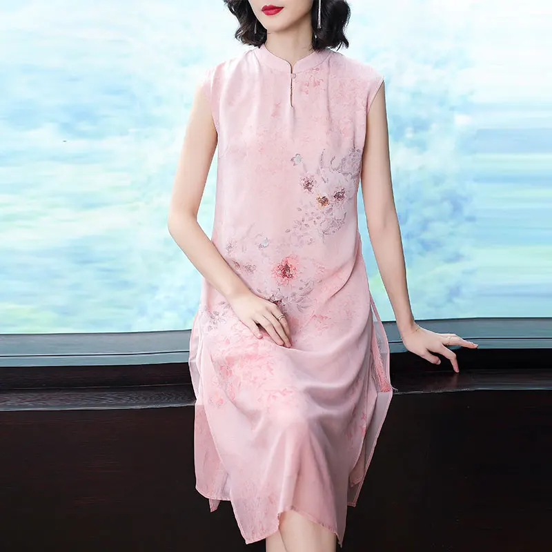 Silk Dress Plus Size for Women High Quality 2019 Summer Sleeveless Chinese Robe Maxi Long Pink Dresses Elegant Vintage Clothing
Silk Dress Plus Size for Women High Quality 2019 Summer Sleeveless Chinese Robe Maxi Long Pink Dresses Elegant Vintage Clothing