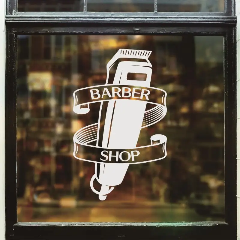 Hombre Barber Shop pegatina tiempo nombre Chop bread Decal haircut posters vinilo Wall Art decalques Ventanas decoracion mural 4