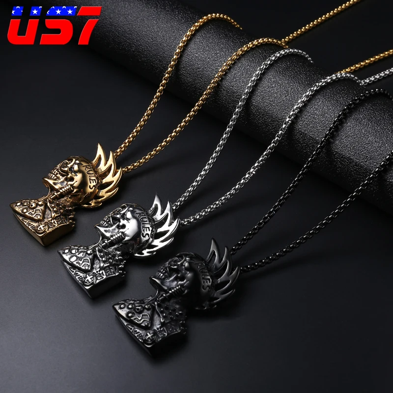 US7 Vintage Ancient Stainless Steel Punk Skull Pendants & Necklaces Casting Gothic Rock Necklace for Men Jewelry Gift
US7 Vintage Ancient Stainless Steel Punk Skull Pendants & Necklaces Casting Gothic Rock Necklace for Men Jewelry Gift