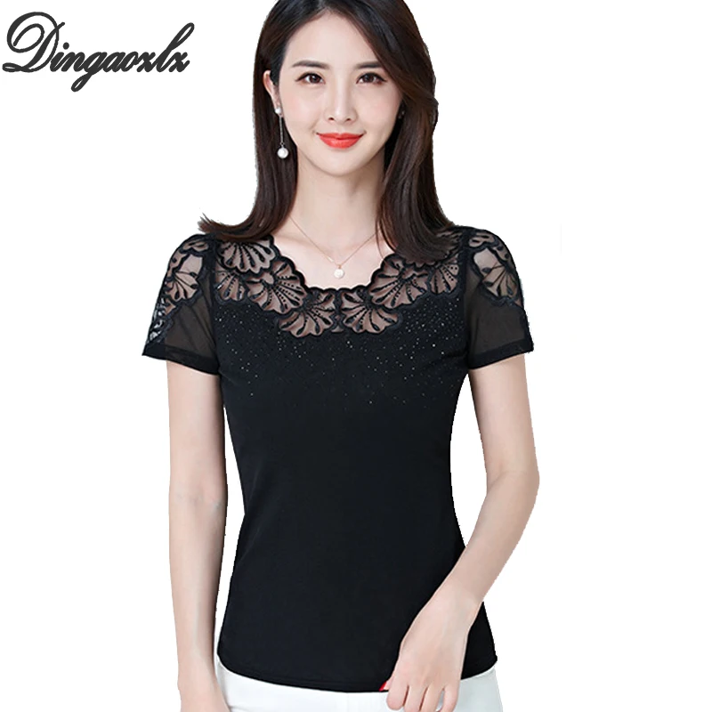 Dingaozlz New Summer Tops For Women embroidered shirt Patchwork Mesh Lace blouse Short sleeve Black shirt Plus size clothing 4XL
Dingaozlz New Summer Tops For Women embroidered shirt Patchwork Mesh Lace blouse Short sleeve Black shirt Plus size clothing 4XL