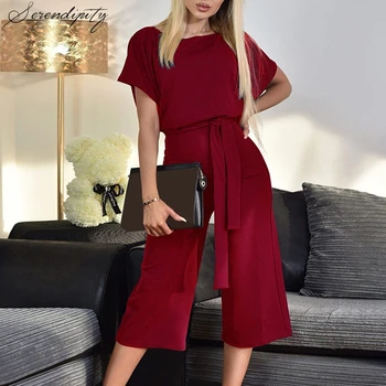 SRDP Casual o neck rompers womens jumpsuit Short sleeve sashes solid summer playsuit Female loose plus size ladies overalls
SRDP Casual o neck rompers womens jumpsuit Short sleeve sashes solid summer playsuit Female loose plus size ladies overalls