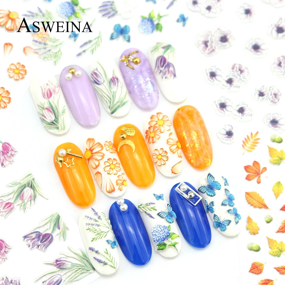 20 Type 5D Flower Nail Stickers Acrylic Engraved Natural Butterfly Flower Designs Decal DIY Manicure Decoration
20 Type 5D Flower Nail Stickers Acrylic Engraved Natural Butterfly Flower Designs Decal DIY Manicure Decoration