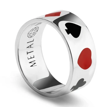 925 Sterling Silver Street Poker Ring with Black and Red Enamel Magician Unique Design for Men Women Lovers Halloween Jewelry
925 Sterling Silver Street Poker Ring with Black and Red Enamel Magician Unique Design for Men Women Lovers Halloween Jewelry