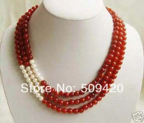 Free Shipping Wholesale>>>Wonderful 3 Rows 8mm Red jade and White Pearl Necklace
Free Shipping Wholesale>>>Wonderful 3 Rows 8mm Red jade and White Pearl Necklace