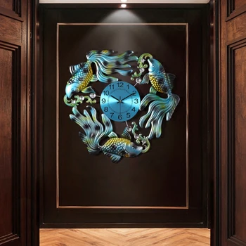 American Wrought Iron Decorative Clock Wall Hanging Crafts Goldfish Wall Decoration Pendant Home Livingroom Wall Mural Ornaments
American Wrought Iron Decorative Clock Wall Hanging Crafts Goldfish Wall Decoration Pendant Home Livingroom Wall Mural Ornaments