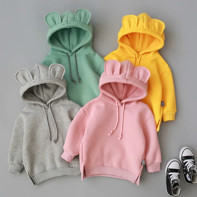 Baby Sweatshirt 1-7 Years Old,Toddler Boy Girl Kids Autumn Winter Long Sleeve Solid Hooded Casual Tops Pullover