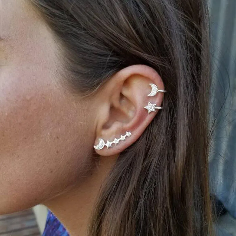 E0501 Fashion Moon Star Shaped Clip Earrings For Women Gold/Silver Color Cute Female Ear bone clip Jewelry Hot Sale
E0501 Fashion Moon Star Shaped Clip Earrings For Women Gold/Silver Color Cute Female Ear bone clip Jewelry Hot Sale