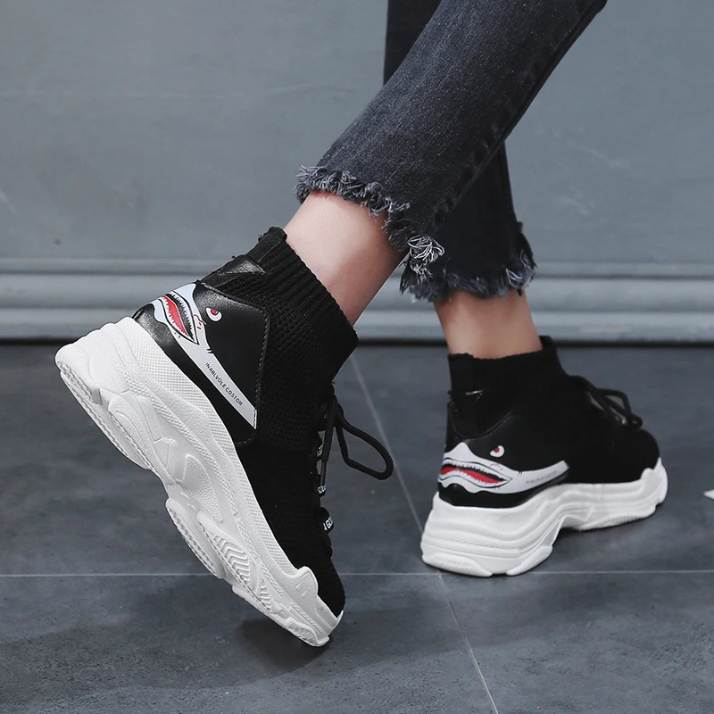 BomKinta Black White Shark Women Sneakers Thick Bottom Breathable Stretch Sock Shoes Woman Creepers Harajuku Style Female Shoes
BomKinta Black White Shark Women Sneakers Thick Bottom Breathable Stretch Sock Shoes Woman Creepers Harajuku Style Female Shoes