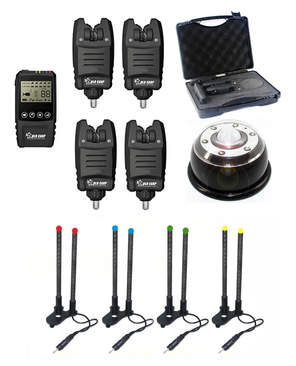 OLDCARP 1+4 Galaxy BL Multi-LED Wireless fishing bite alarm with Snag bar Tent Light carp set | Спорт и развлечения