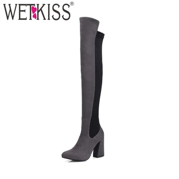WETKISS Thick High Heels Women Boots Winter Over The Knee Stretch Boot Pointed Toe Flock Footwear Fashion Lady Shoes 2018 Shoes
WETKISS Thick High Heels Women Boots Winter Over The Knee Stretch Boot Pointed Toe Flock Footwear Fashion Lady Shoes 2018 Shoes