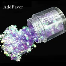 Addfavor 2 pçs holográfico prego glitter misturado chunky glitter em pó flocos de lantejoulas diy decoração da arte do prego uv gel polonês manicure(China)