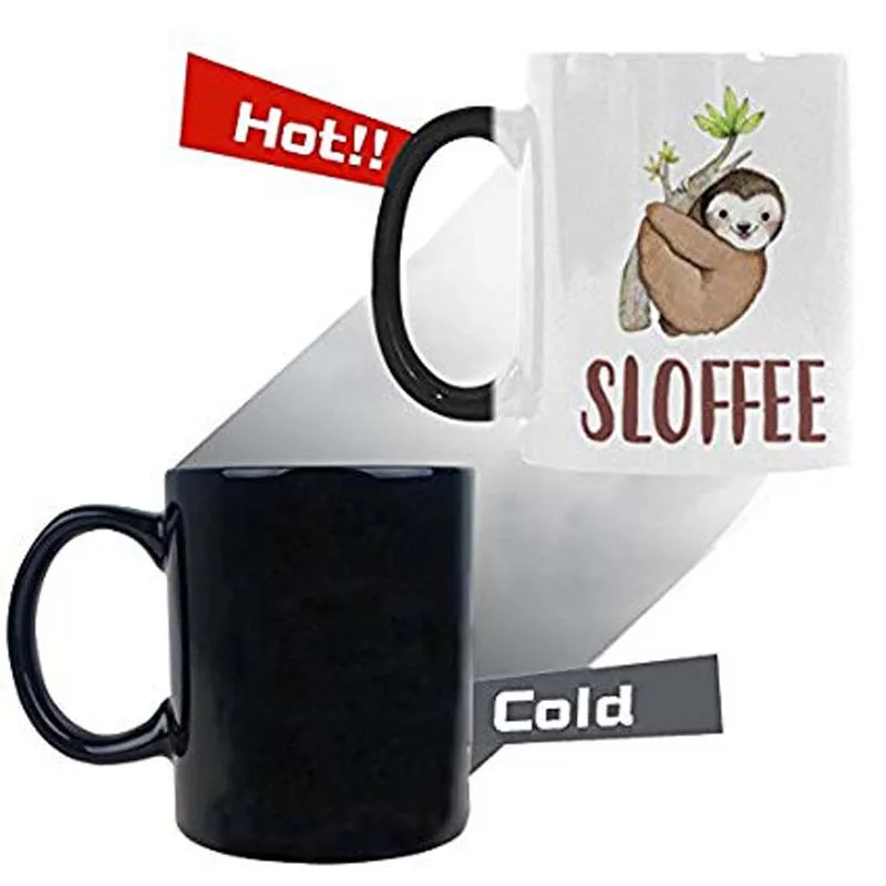 

Hipster Sloth Heat Sensitive Color Changing Mug, Funny Morphing Travel Coffee Mug Tea Cup for Friends Father's Day Gifts, 11 Ou