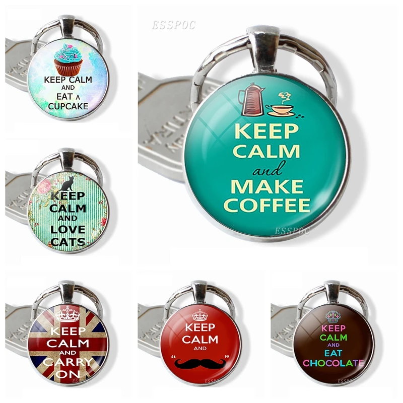 Keep Calm Keychain Funny Letters Jewelry Glass Cabochon Metal Keyring Fashion Accessories Handmade Gift for Friends
Keep Calm Keychain Funny Letters Jewelry Glass Cabochon Metal Keyring Fashion Accessories Handmade Gift for Friends