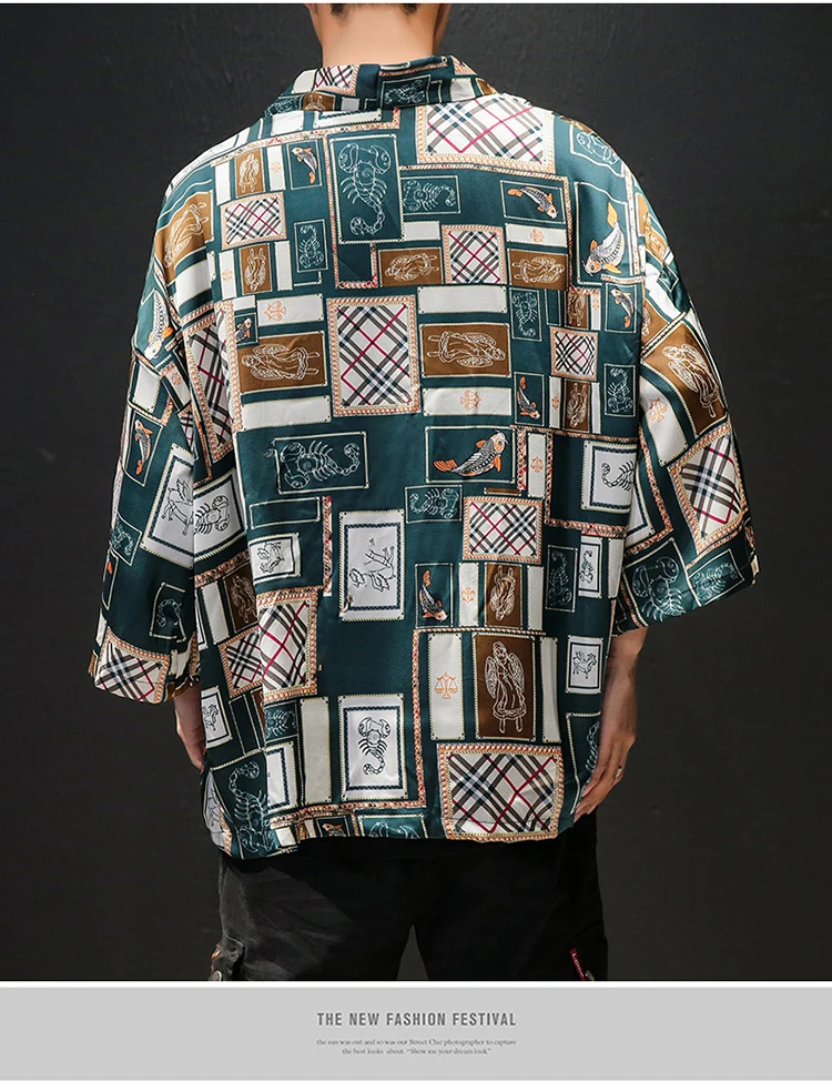 Korean Oversized Shirt Men Short Sleeve Vintage Summer Mens Shirts (14)