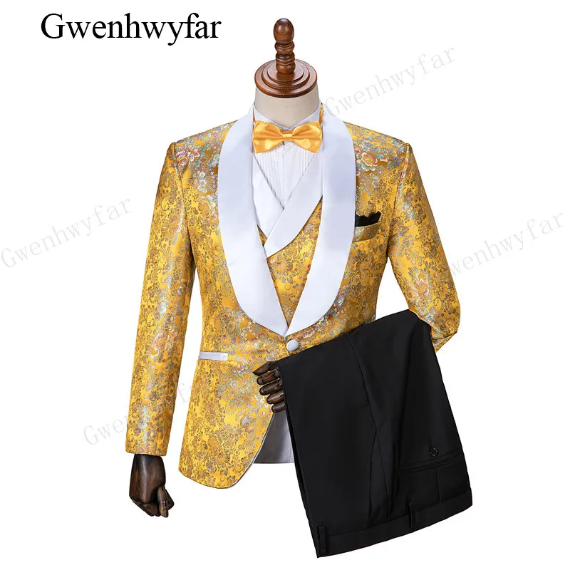 Gwenhwyfar High Quality gold yellow Wedding Groom Tuxedos Shawl Lapel Groomsmen Mens Dinner Prom Suits (Jacket+Pants+Vest)
Gwenhwyfar High Quality gold yellow Wedding Groom Tuxedos Shawl Lapel Groomsmen Mens Dinner Prom Suits (Jacket+Pants+Vest)