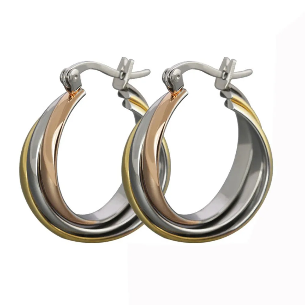 New Fashion Earrings Punk Simple Gold/Silver/Rose Gold Three Stranded Rope Circle Earrings For Ladies Girls Jewelry Gifts
New Fashion Earrings Punk Simple Gold/Silver/Rose Gold Three Stranded Rope Circle Earrings For Ladies Girls Jewelry Gifts