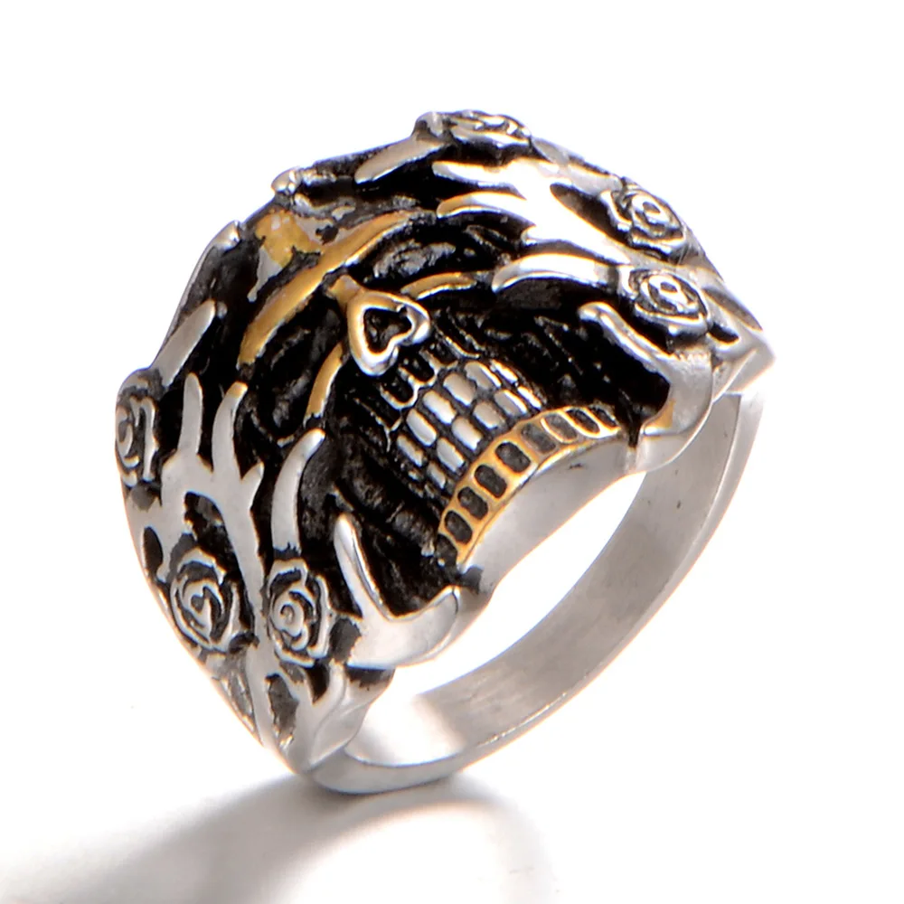 Stainless Steel Man Men Rings Punk Rock Hip Hop Rose Skull Creativity Personality Cool for Biker Male Boy Fashion Jewelry Gift
Stainless Steel Man Men Rings Punk Rock Hip Hop Rose Skull Creativity Personality Cool for Biker Male Boy Fashion Jewelry Gift